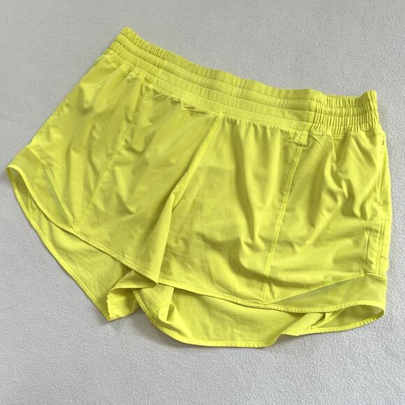 Lululemon Women Hotty Hot High-Rise Short 4" Neon Highlight Yellow Workout HR 14 - Picture 2 of 8